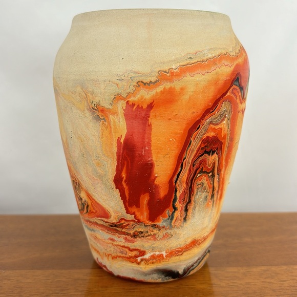 Vintage boho 1970s nimadji pottery vase - Picture 2 of 6